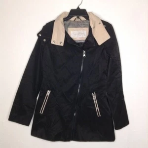Jessica Simpson Hooded Full Zip Jacket Raincoat Pockets Black Size Small - Picture 1 of 7