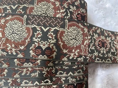 5码巧克力咖啡棕色摩卡棕黄色亚洲设计编织边2英寸宽 — 第 1/4 张图片