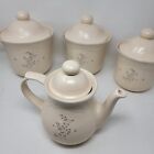 Vintage PFALTZGRAFT Canisters Set Of 3 Remembrance Stoneware Floral & Teapot