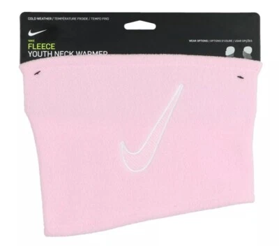 Novo aquecedor de pescoço de lã juvenil Nike tamanho único rosa clima frio Swoosh - Imagem 1 de 2