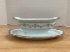 NORITAKE CHINA NORWOOD 6011 GRAVY/SAUCE BOAT W/ ATTACHED UNDER PLATE