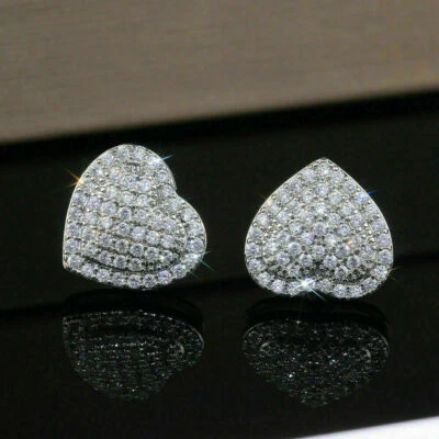 2Ct Lab Created Diamond He Shape Stud Pretty Earrings In 14K White Gold Plated - Image 1 of 4