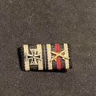 Original WW1 German Medal Ribbon Bar w/ Swords Iron Cross