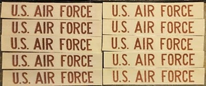 SET BESTEHEND AUS 10: USAF U.S. AIR FORCE NAME TAPE STYLE PATCH DESERT DCU VETERAN AIRMAN - Bild 1 von 1