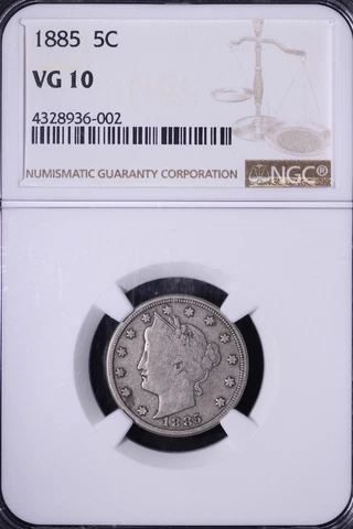 1885 Liberty V Nickel NGC VG10 Key Date FREE SHIPPING KHLM Cover