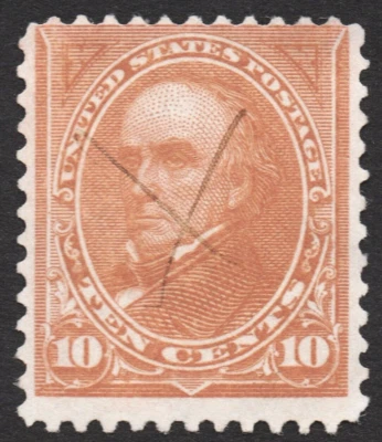 US Sc# 282c USED {  TYPE I 10c DANIEL WEBSTER } LIGHT PEN CANCEL NICE FROM 1898 - Image 1 of 2