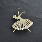 Belly Dance Girl Brooch Pin 2Ct Pear Lab Created Diamond 14K Yellow Gold Plated