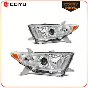 Headlights Assembly For 2011-2013 Toyota Highlander Chrome Housing Left+Right - Picture 1 of 7