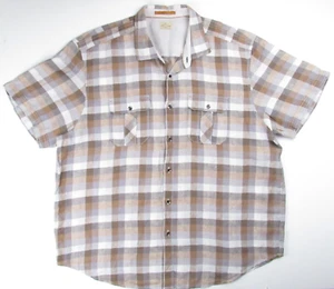 Tommy Bahama Plaid Brown Men's Short Sleeve Shirt NO SIZE TAG. Read Description. - Picture 1 of 5