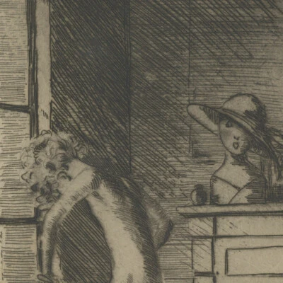 Le Miroir Curiosa Ingénue Libertine Colette Eau forte originale Louis Icart 1926 - Photo 1/3