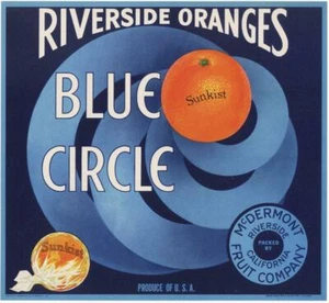 *Original* BLUE CIRCLE *Hypnotic* Riverside Orange Crate Label KEINE KOPIE!! - Bild 1 von 1