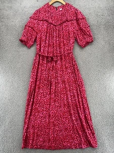Boden Dress Womens 8 Pink Red Floral Yoke Detail Jersey Midi Short Sleeve NWT - Picture 1 of 12