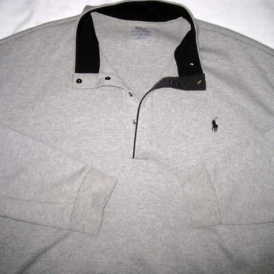 Polo Ralph Lauren ® Cuarto Botón a Presión - Gris - 3XLT XXX Alto - Pullover - Nuevo Foto 1 de 4