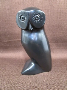 Heavy OWL 6 1/2" BLACK Figurine Sculpture Resin ? - Picture 1 of 10
