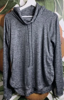 Толстовка с капюшоном Athleta Medim Uptempo темно-серая космический краситель с длинным рукавом - Изображение 1 из 4