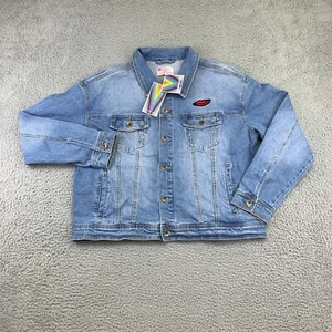 Pride Denim Jacket Unisex 2XL Blue Long Sleeve Embroidered Jean NEW w/Tags LBGTQ - Picture 1 of 11