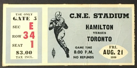 1st CFL Game Ever C.N.E. Stadium Ticket Toronto Argos vs Hamilton Tiger Cats Cover
