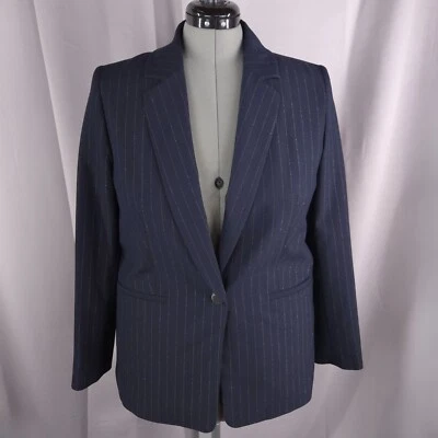 Ted Baker Jacket Womens 12 UK 5 Navy Pinstripe Metallic Career Office Suit NEW - Image 1 of 4