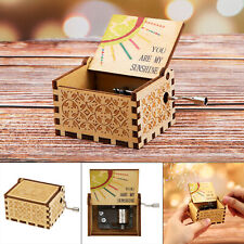 Laser Engraved You Are My Shine Pine Wood Music Box, Vintage Wooden Music Box
