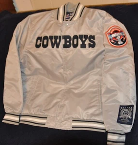Dallas Cowboys jacket SUPER BOWL VI men's MEDIUM NEW w tags Satin gray Bob Lilly - Picture 1 of 11