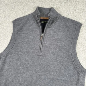 Orvis Merino Wool Vest Men's Large Gray 1/4 Zip Sweater - Picture 1 of 6