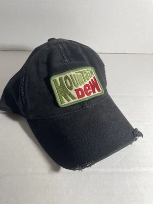 Шляпа Mountain Dew эластичная OSFA зеленая состаренная стильная передняя нашивка папина кепка  - Изображение 1 из 4
