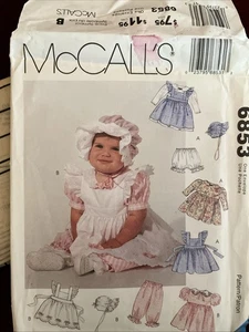 Vestido McCalls 6853 Patrón Bebé a Niño Pequeño UC FF Delantal Bloomers Gorro De Colección 93 - Imagen 1 de 6