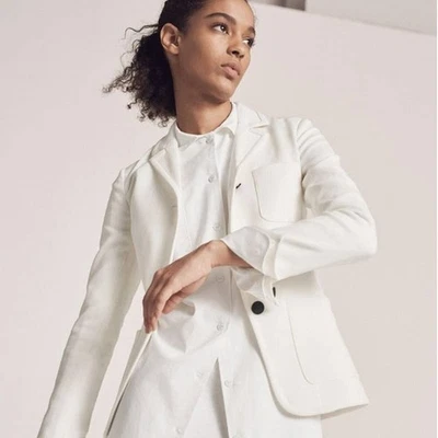 Chaqueta Blazer Rag & Bone Redgrave Texturizada Cuello Tres Botones Vainilla Talla 4 Foto 1 de 4