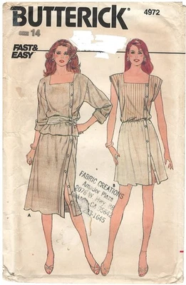 Butterick 4972 Misses Top Skirt Fast & Easy size 14 sewing pattern uncut - Image 1 of 3