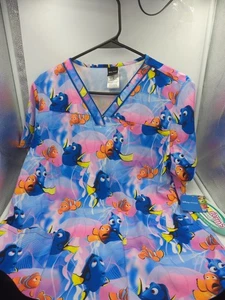 Cherokee Disney Pixar Finding Nemo Nurses Scrub Top Sz. Small Brand New - Picture 1 of 5