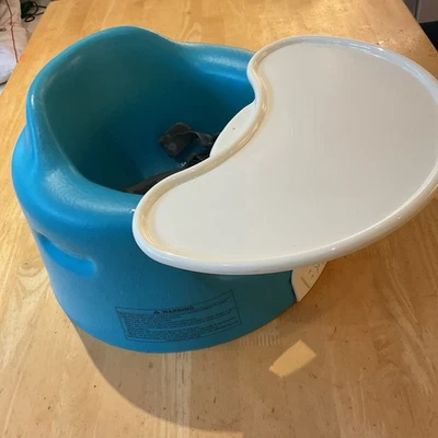 Bumbo Turquoise Baby Floor Seat Chair & Feeding / Activity Tray / Straps Harness - Image 1 of 4