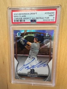 2023 Bowman Draft Max Clark #CDA-MC Chrome Refractor /499 PSA 9 Topps - Picture 1 of 2