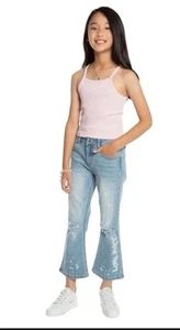 JUICY COUTURE MID RISE CROP KICK FLARE:LIGHT WASH DENIM:Size 12 Kids NWT - Picture 1 of 20