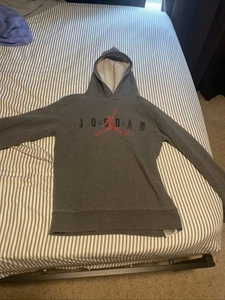 Nike Air Jordan Youth Large Grey Hoodie Sweater Pullover Long Sleeve No Pockets - Picture 1 of 3