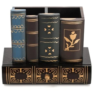 Decorative Pen Holder with Storage Drawer, Wooden Pencil Holder Organizer, An... - Picture 1 of 6
