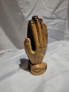 Olive Wood Praying Hands Sculpture Carving Made in Bethlehem - Picture 1 of 6