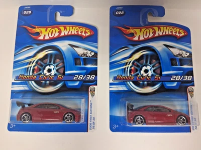 НОВАЯ ПАРА 2006 Hot Wheels первые выпуски Honda Civic Si красный с призрачным пламенем - Изображение 1 из 4
