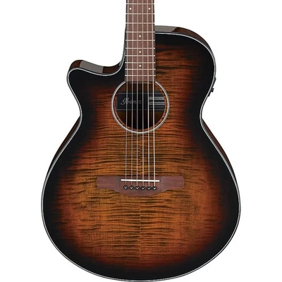 Ibanez AEG70L Left-Handed Grand Concert A/E Guitar, Flame Maple Top, Tiger Burst - Image 1 of 3