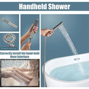 Bathroom Bathtub Faucet Floor Mounted Free Standing Tub Filler W/Spray Chrome - Picture 1 of 12