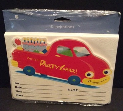 American Greetings Put It In Party Gear 10 Pack Vehicle Themed Party Invitations - Image 1 of 2