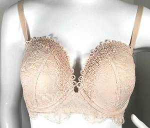 VICTORIA'S SECRET BEIGE NUDE LACE PADDED BRA UNDERWIRE 34DD CONVERTIBLE - Picture 1 of 3
