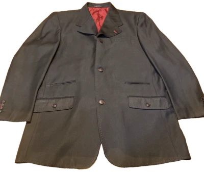 Stacy Adams Signature mens blazer Suit Jacket 40R Black Super 100’s - Image 1 of 4