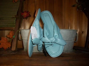 TIME AND TRU WOMENS MEMORY FOAM BOW DESIGN FLIP FLOPS SHOES SIZE 10 BLUE CASUAL - Picture 1 of 1