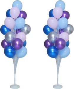 2 Sets 74Inch Blue Purple Floor Balloon Column Kit Stand with Balloon Backdrop D - Picture 1 of 12