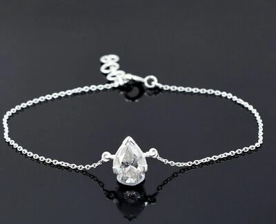 2.40 Ct Treated Certified Off White Diamond Solitaire Chain Bracelet,925 Silver - Image 1 of 4