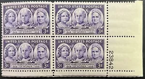 U.S. Scott #959, Plate Block of 4, 100 Years of Progress of Women, F-VF MNH - Picture 1 of 2