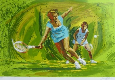Harry Schaare Tenis 1979 Firmado a Mano Edición Limitada Mujer Deportes Serigrafía GRANDE Foto 1 de 4