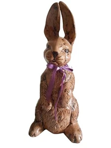 Vintage 1974 Ceramic Rabbit Easter Bunny 18” Tall Purple Ribbon Estate Find hobb - Picture 1 of 8
