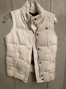 ABERCROMBIE & FITCH Zip & Snap White Down Insulated Quilted Vest Girl's Sz-L - Picture 1 of 8