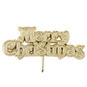 Gold Merry Christmas Motto picks 10 Pack cake Cupcake Decoration - Picture 1 of 3